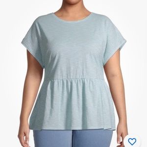 Terra and Sky Women’s Plus Size Green Peplum Short Sleeve Tee Shirt 0X (14W) NEW